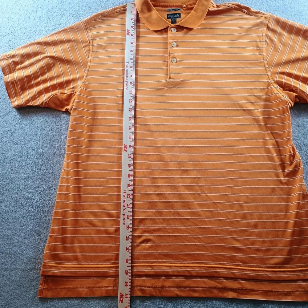 Adidas Mens ClimaCool Polo Orange XL Striped Golf Shirt